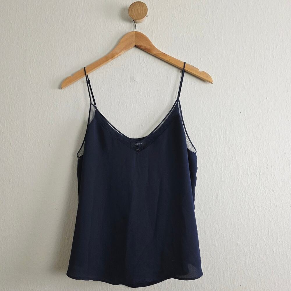 Aritzia Babaton Galen Navy Blue Mesh Trim V-Neck Camisole Tank Top Medium M - Picture 2 of 9